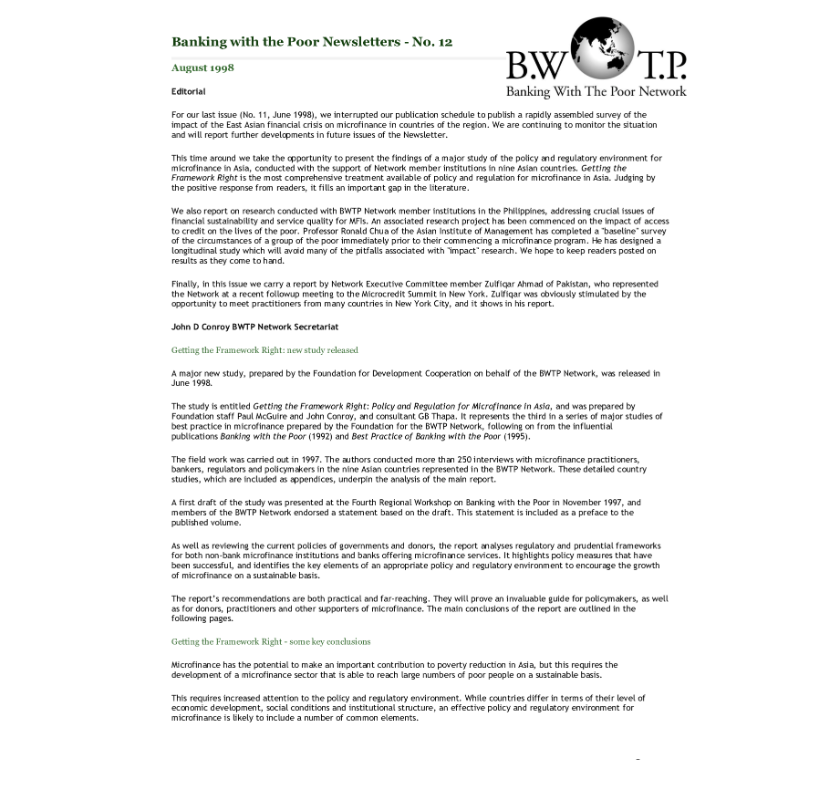 Bwtp Newsletter 12 1998