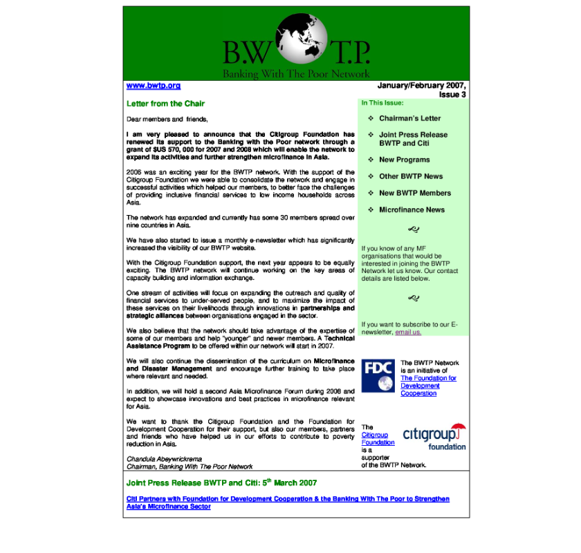 Bwtp Newsletter January February 2007
