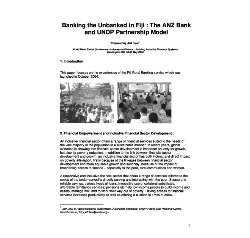 Banking The Unbanked In Fiji 2006